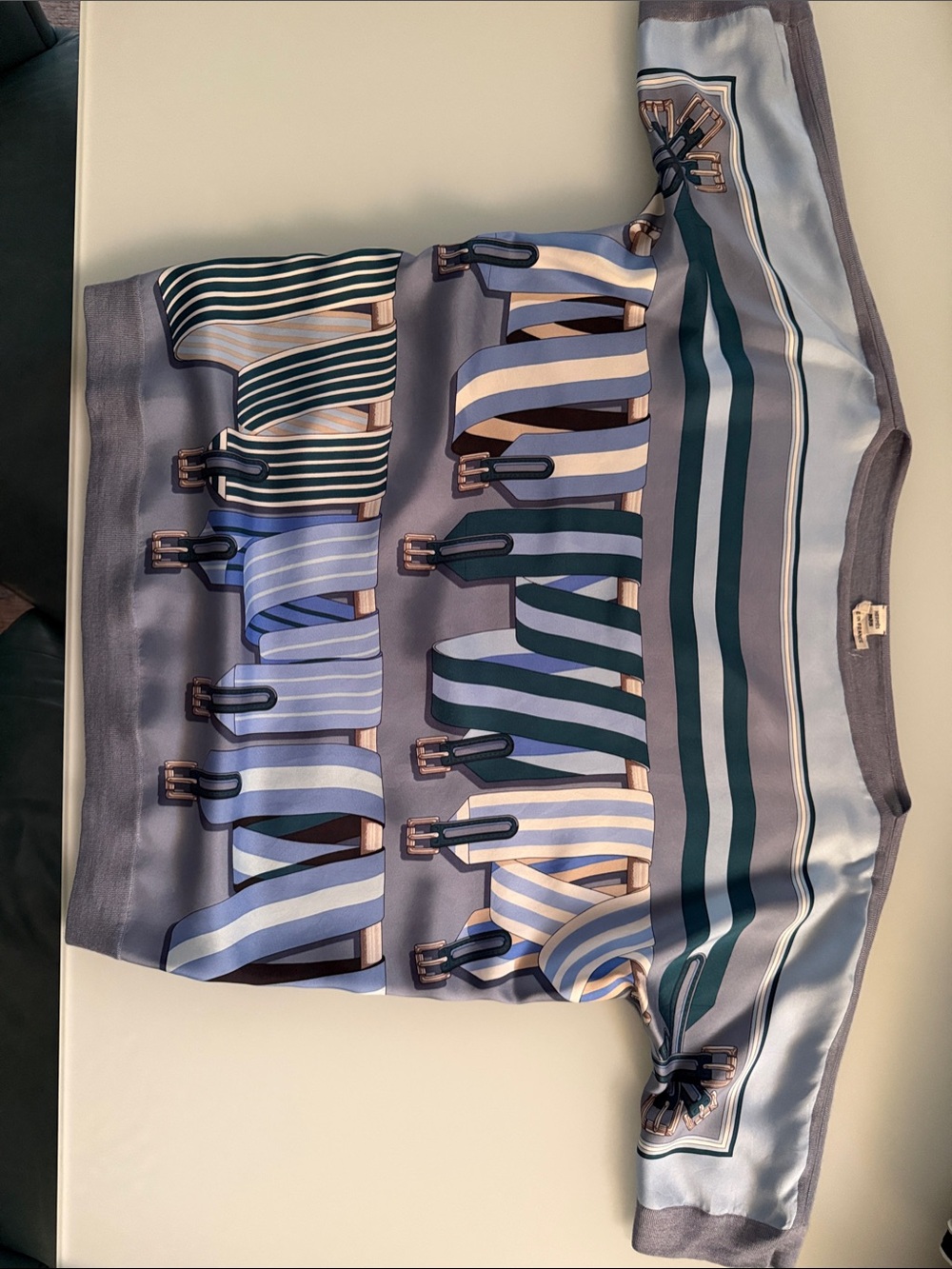 Hermes silk twillaine short sleeve sweater